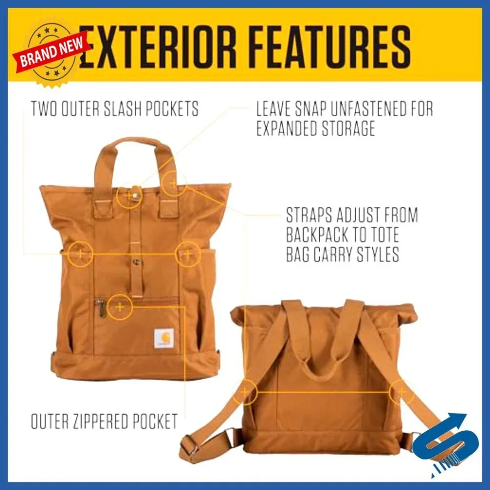 Convertible Backpack Tote with Laptop Sleeve, Durable 600D Polyester